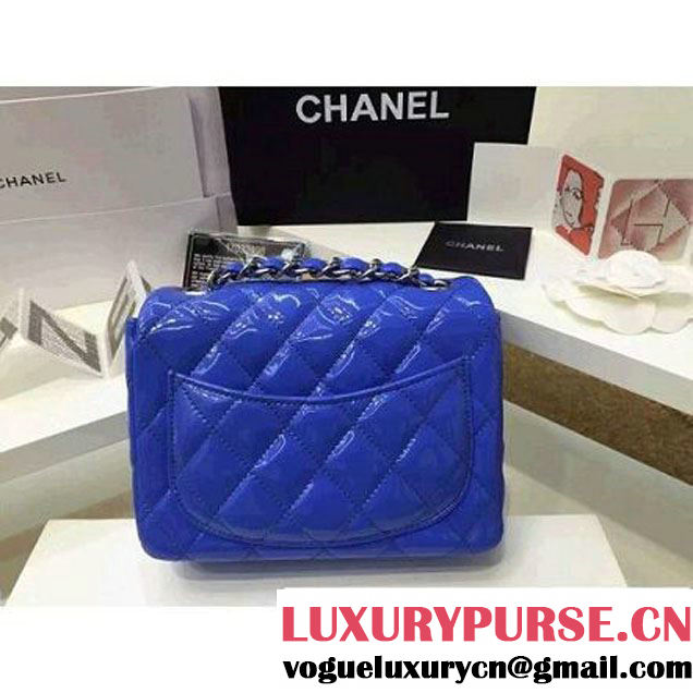 Chanel Patent Leather Mini Classic Flap Bag A1115 Bright Blue (Silver Hardware) (MC-121551 )