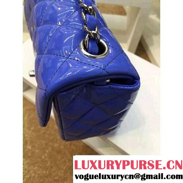 Chanel Patent Leather Mini Classic Flap Bag A1115 Bright Blue (Silver Hardware) (MC-121551 )