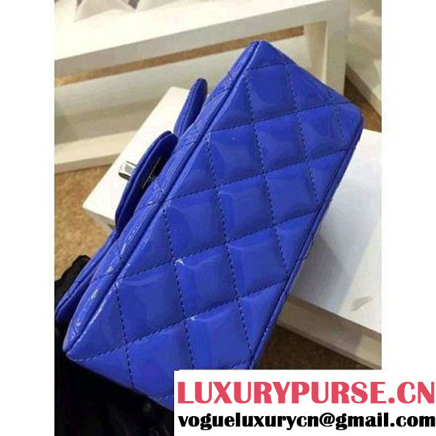 Chanel Patent Leather Mini Classic Flap Bag A1115 Bright Blue (Silver Hardware) (MC-121551 )