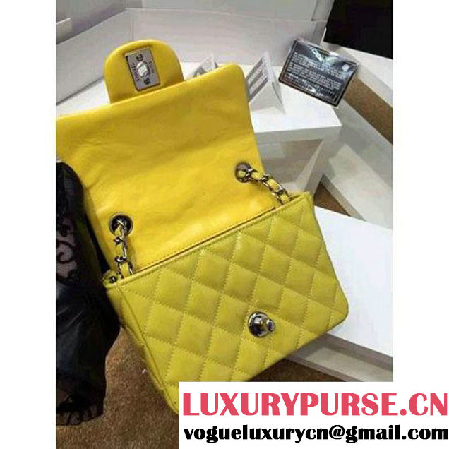 Chanel Patent Leather Mini Classic Flap Bag A1115 Yellow (Silver Hardware) (MC-121553 )