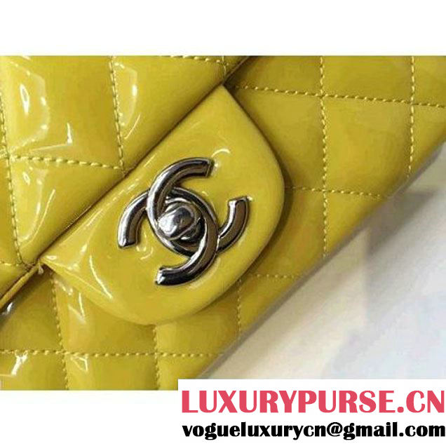 Chanel Patent Leather Mini Classic Flap Bag A1115 Yellow (Silver Hardware) (MC-121553 )