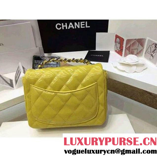 Chanel Patent Leather Mini Classic Flap Bag A1115 Yellow (Silver Hardware) (MC-121553 )