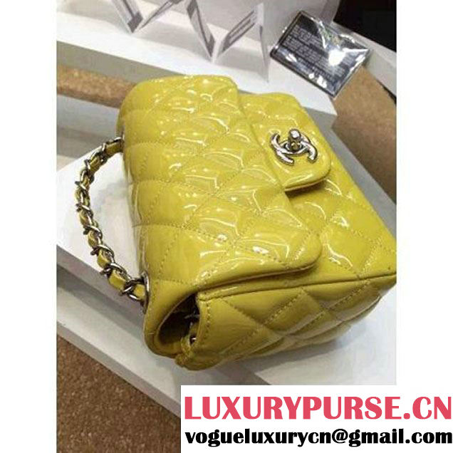 Chanel Patent Leather Mini Classic Flap Bag A1115 Yellow (Silver Hardware) (MC-121553 )