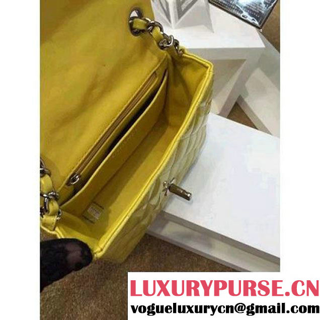 Chanel Patent Leather Mini Classic Flap Bag A1115 Yellow (Silver Hardware) (MC-121553 )