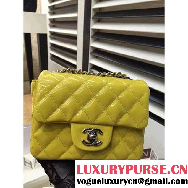 Chanel Patent Leather Mini Classic Flap Bag A1115 Yellow (Silver Hardware) (MC-121553 )