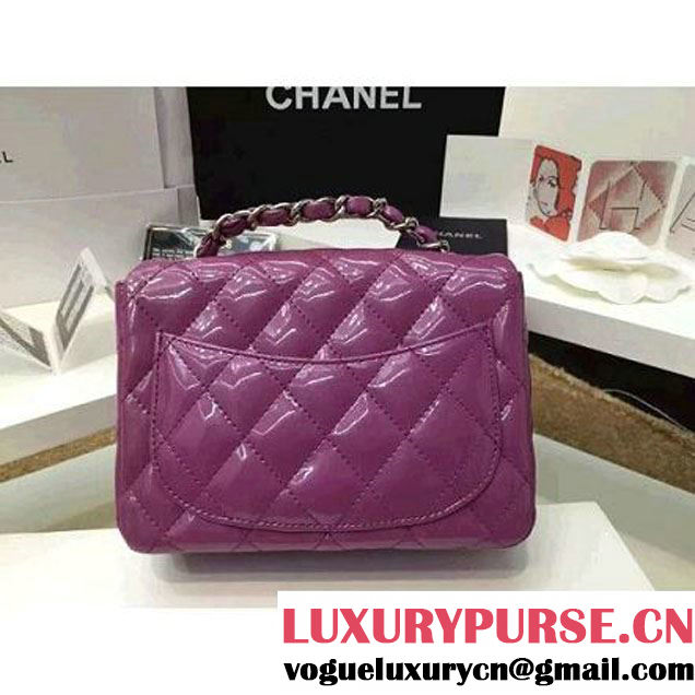 Chanel Patent Leather Mini Classic Flap Bag A1115 Purple (Silver Hardware) (MC-121555 )