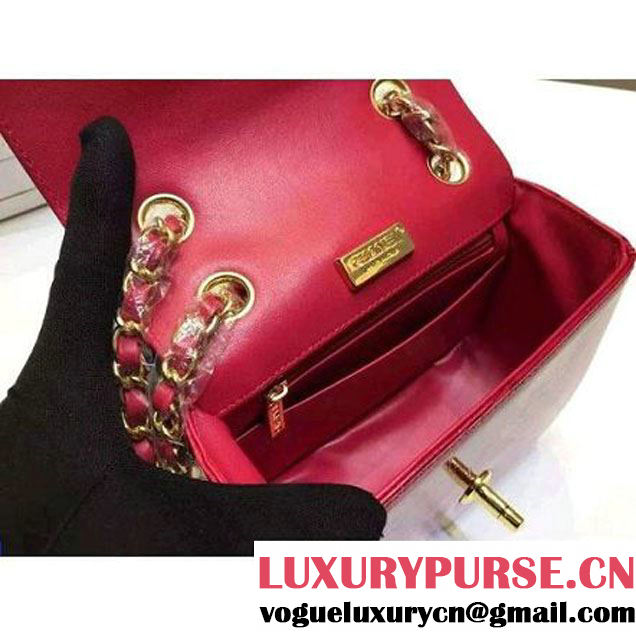 Chanel Crocodile Pattern Calfskin Mini Classic Flap Bag A1115 Red (Gold Hardware) (KN-121556 )