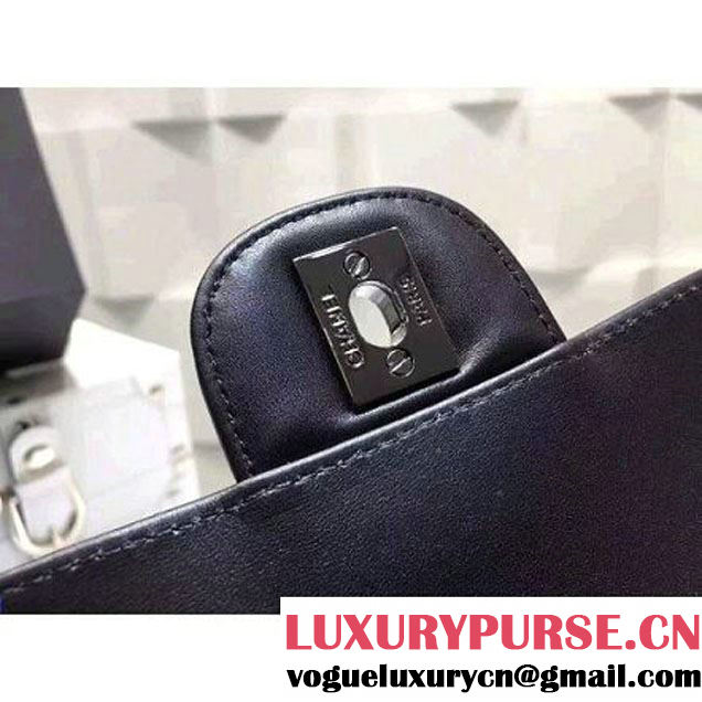 Chanel Crocodile Pattern Calfskin Mini Classic Flap Bag A1115 Black (Black Hardware) (KN-121557 )