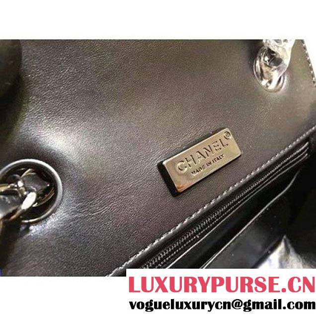 Chanel Crocodile Pattern Calfskin Mini Classic Flap Bag A1115 Black (Black Hardware) (KN-121557 )