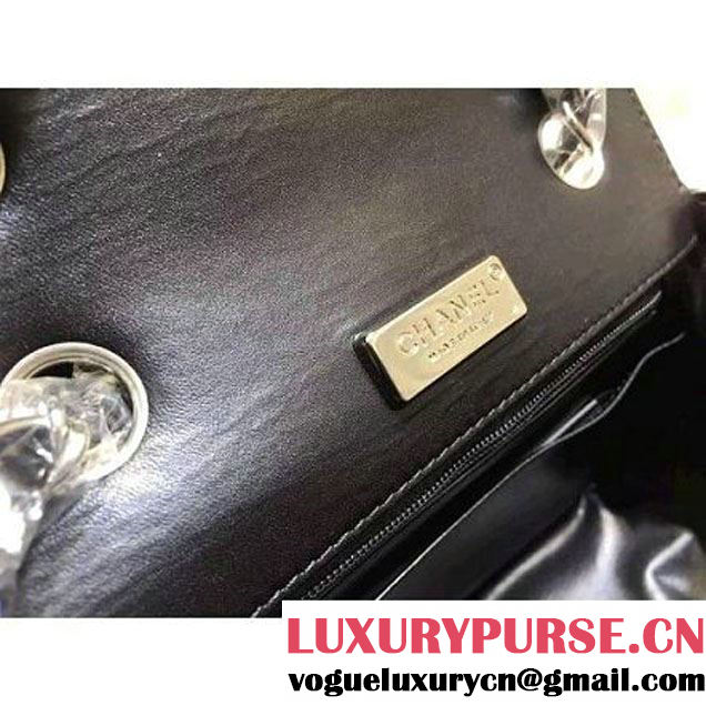 Chanel Crocodile Pattern Calfskin Mini Classic Flap Bag A1115 Black (Silver Hardware) (KN-121559 )