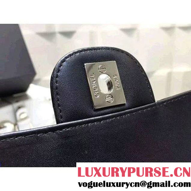 Chanel Crocodile Pattern Calfskin Mini Classic Flap Bag A1115 Black (Silver Hardware) (KN-121559 )