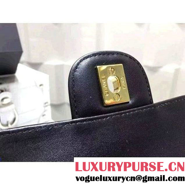 Chanel Crocodile Pattern Calfskin Mini Classic Flap Bag A1115 Black (Gold Hardware) (KN-121560 )