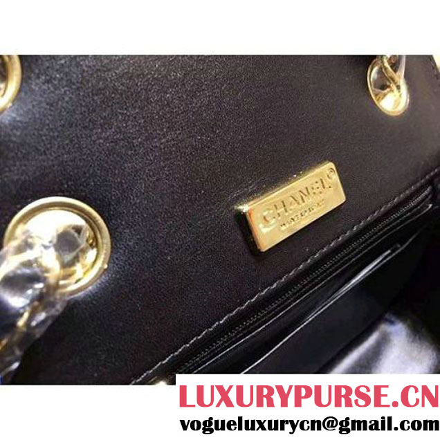Chanel Crocodile Pattern Calfskin Mini Classic Flap Bag A1115 Black (Gold Hardware) (KN-121560 )