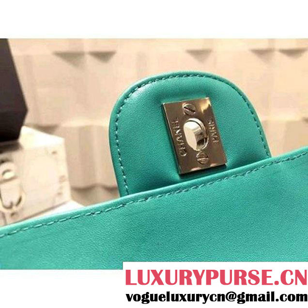 Chanel Crocodile Pattern Calfskin Mini Classic Flap Bag A1115 Green(Silver Hardware) (KN-121561 )