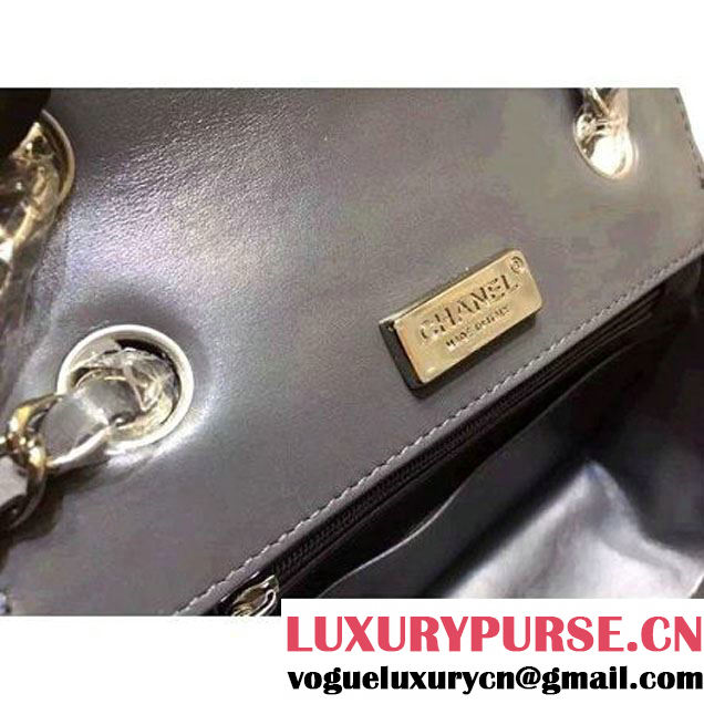 Chanel Crocodile Pattern Calfskin Mini Classic Flap Bag A1115 Grey(Silver Hardware) (KN-121562 )