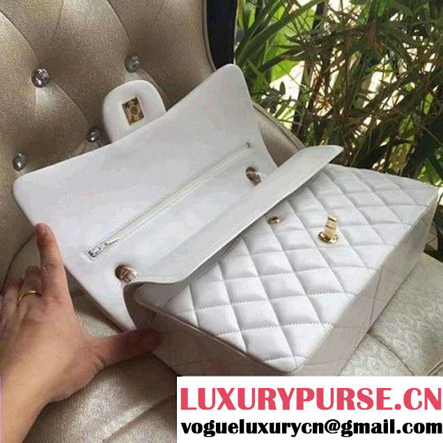 Chanel Jumbo 1113 Lambskin Classic Double Flap Bag White(GHW) (H-122231 )