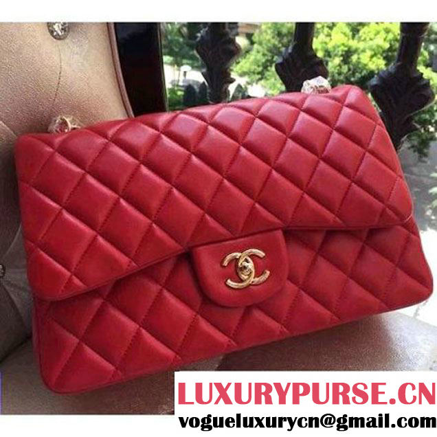 Chanel Jumbo 1113 Lambskin Classic Double Flap Bag Red(GHW) (H-122232 )