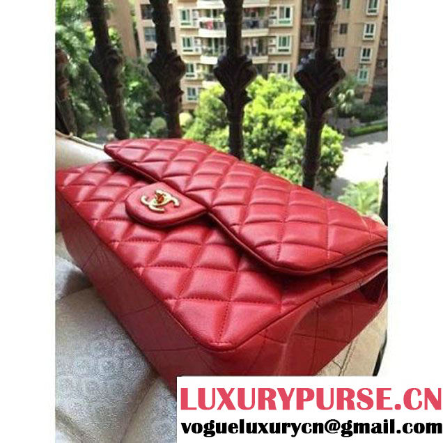 Chanel Jumbo 1113 Lambskin Classic Double Flap Bag Red(GHW) (H-122232 )