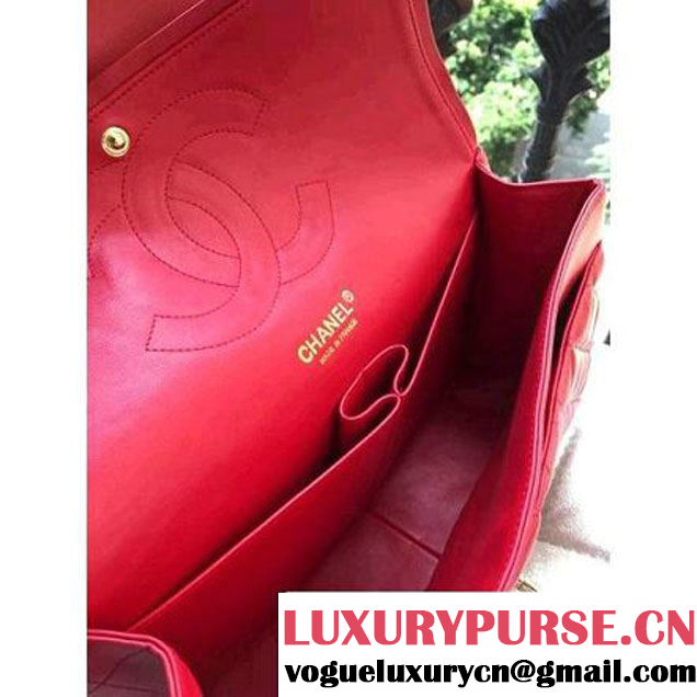 Chanel Jumbo 1113 Lambskin Classic Double Flap Bag Red(GHW) (H-122232 )