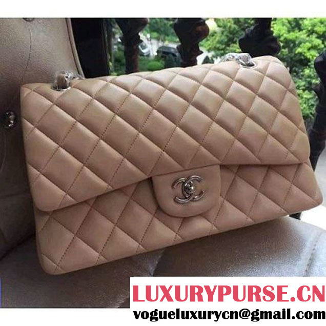 Chanel Jumbo 1113 Lambskin Classic Double Flap Bag Apricot(SHW) (H-122234 )