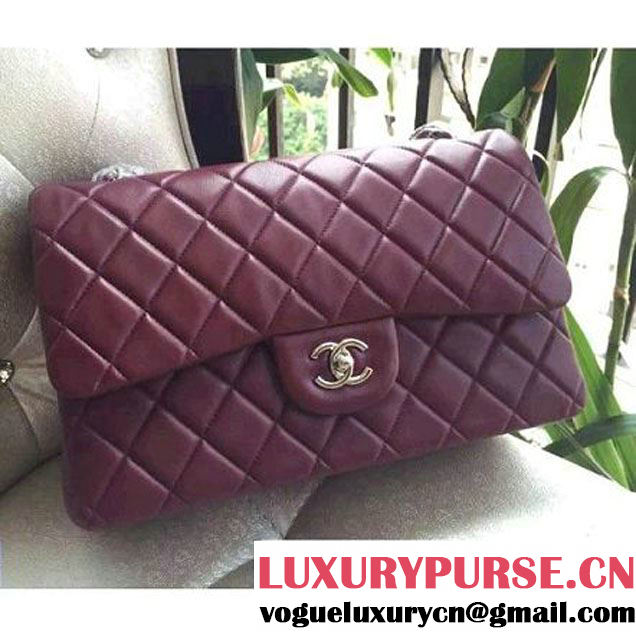 Chanel Jumbo 1113 Lambskin Classic Double Flap Bag Burgundy(SHW) (H-122235 )