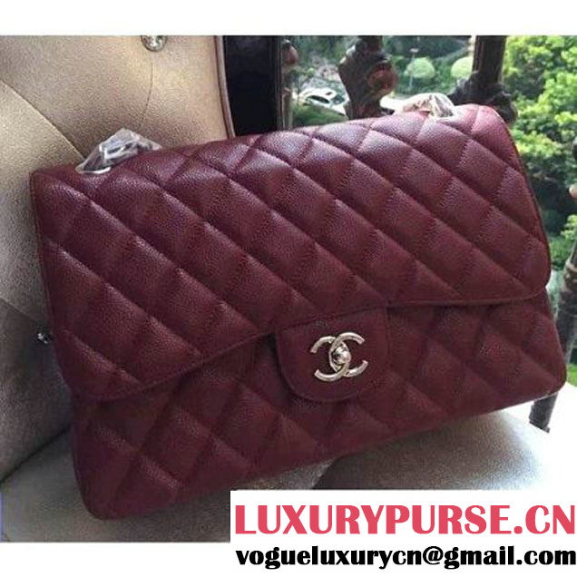 Chanel Jumbo 1113 Caviar Leather Classic Double Flap Bag Burgundy(SHW) (H122237 )