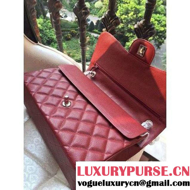 Chanel Jumbo 1113 Caviar Leather Classic Double Flap Bag Burgundy(SHW) (H122237 )