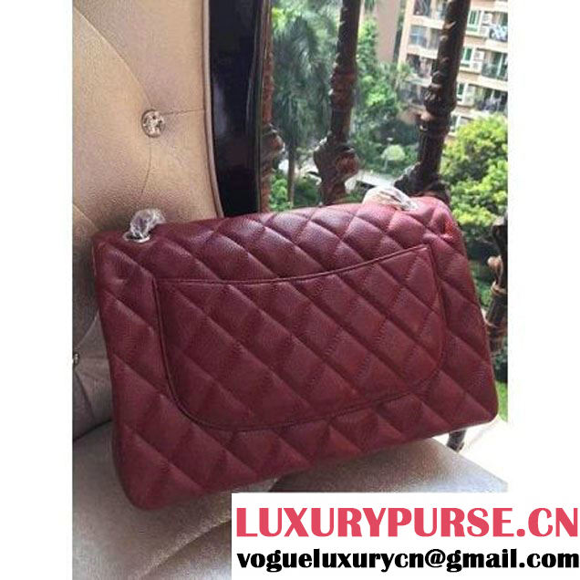 Chanel Jumbo 1113 Caviar Leather Classic Double Flap Bag Burgundy(SHW) (H122237 )
