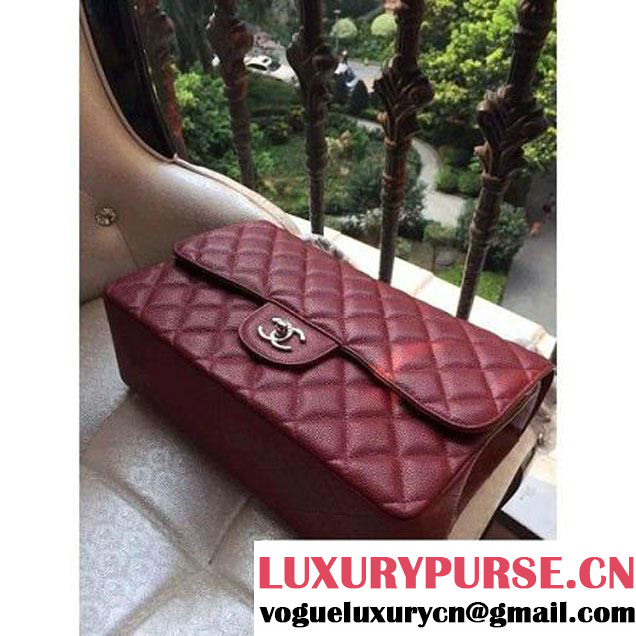 Chanel Jumbo 1113 Caviar Leather Classic Double Flap Bag Burgundy(SHW) (H122237 )