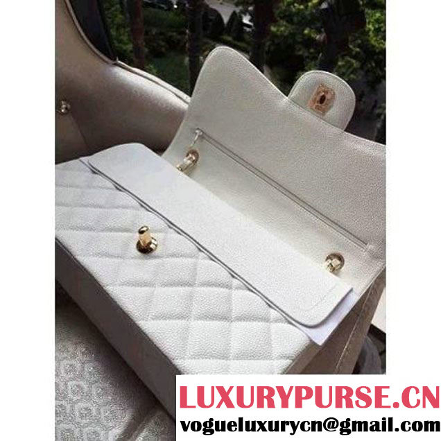 Chanel Jumbo 1113 Caviar Leather Classic Double Flap Bag White(GHW) (H-122238 )