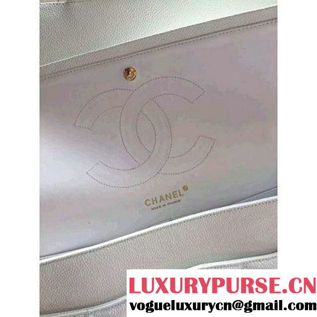 Chanel Jumbo 1113 Caviar Leather Classic Double Flap Bag White(GHW) (H-122238 )