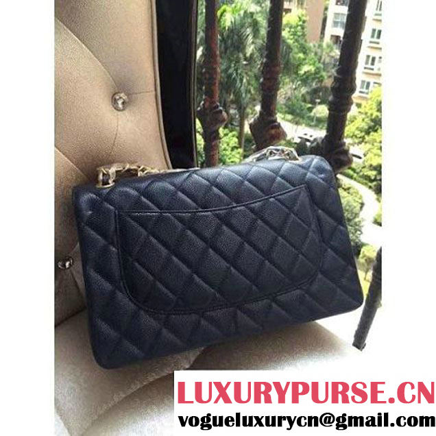 Chanel Jumbo 1113 Caviar Leather Classic Double Flap Bag Deep Blue(GHW) (H-122239 )