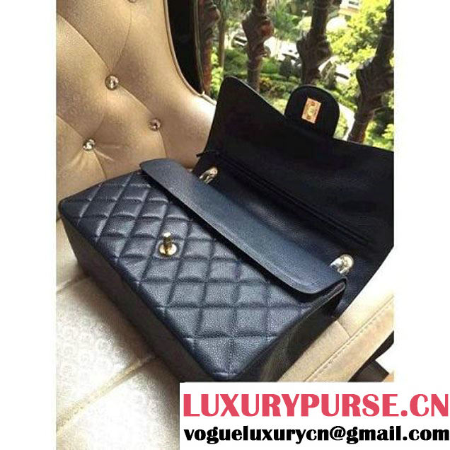 Chanel Jumbo 1113 Caviar Leather Classic Double Flap Bag Deep Blue(GHW) (H-122239 )