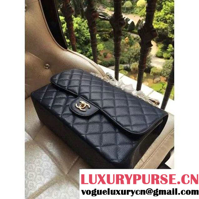 Chanel Jumbo 1113 Caviar Leather Classic Double Flap Bag Deep Blue(GHW) (H-122239 )