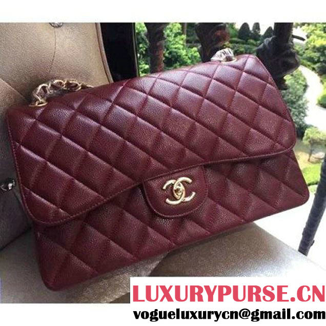 Chanel Jumbo 1113 Caviar Leather Classic Double Flap Bag Deep Burgundy(GHW) (H-122241 )