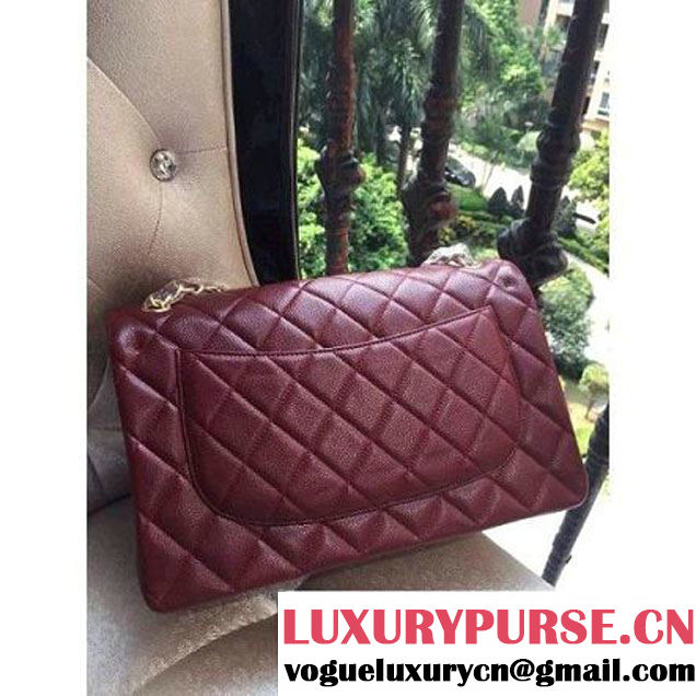 Chanel Jumbo 1113 Caviar Leather Classic Double Flap Bag Deep Burgundy(GHW) (H-122241 )