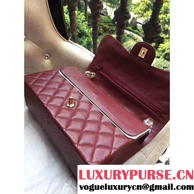 Chanel Jumbo 1113 Caviar Leather Classic Double Flap Bag Deep Burgundy(GHW) (H-122241 )