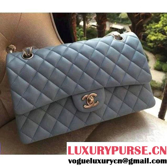 Chanel Medium A1112 Lambskin Classic Double Flap Bag Baby Blue (H-122245 )