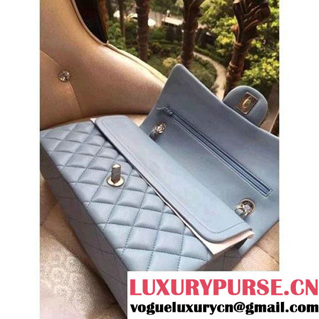 Chanel Medium A1112 Lambskin Classic Double Flap Bag Baby Blue (H-122245 )