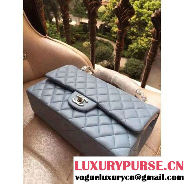 Chanel Medium A1112 Lambskin Classic Double Flap Bag Baby Blue (H-122245 )