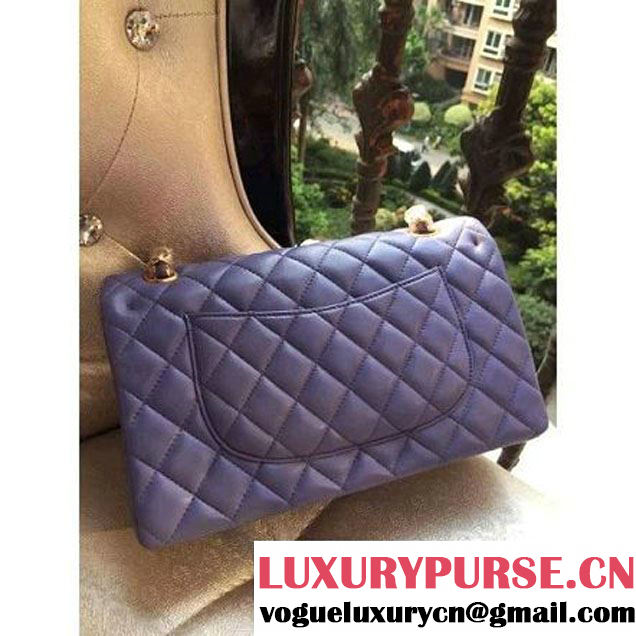 Chanel Medium A1112 Lambskin Classic Double Flap Bag Lilac(GHW) (H-122246 )