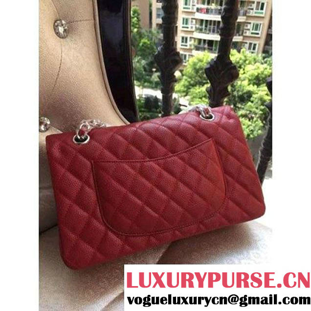 Chanel Medium A1112 Caviar Classic Double Flap Bag Red(SHW) (H-122248 )