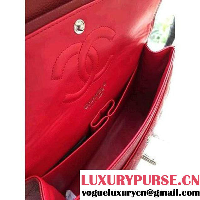 Chanel Medium A1112 Caviar Classic Double Flap Bag Red(SHW) (H-122248 )