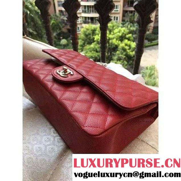 Chanel Medium A1112 Caviar Classic Double Flap Bag Red(SHW) (H-122248 )