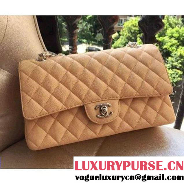 Chanel Medium A1112 Caviar Classic Double Flap Bag Apricot(SHW) (H-122249 )