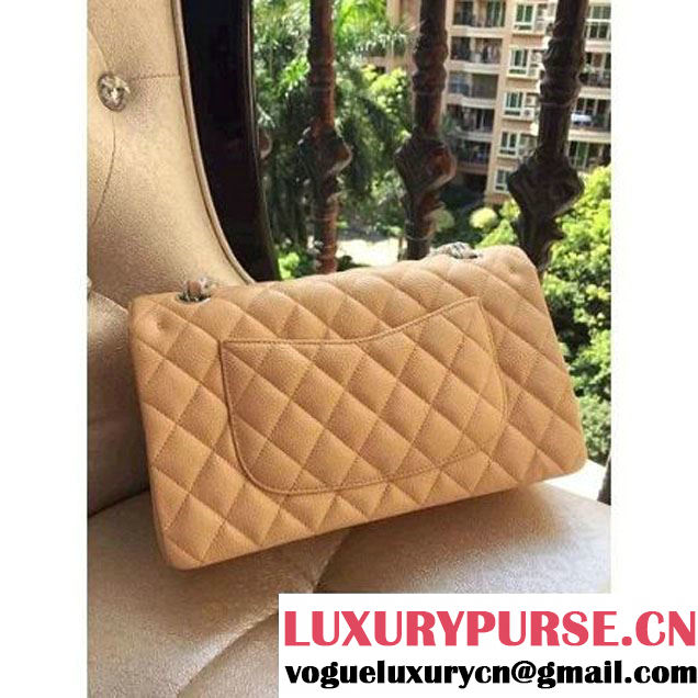 Chanel Medium A1112 Caviar Classic Double Flap Bag Apricot(SHW) (H-122249 )