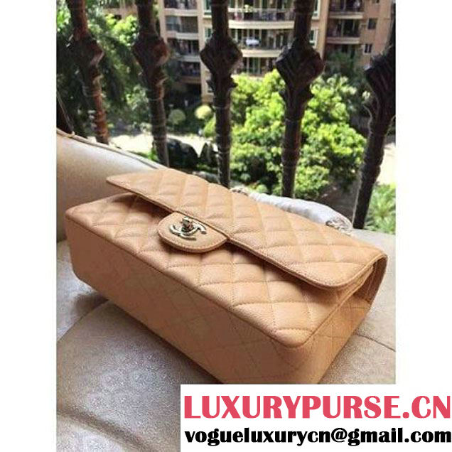 Chanel Medium A1112 Caviar Classic Double Flap Bag Apricot(SHW) (H-122249 )