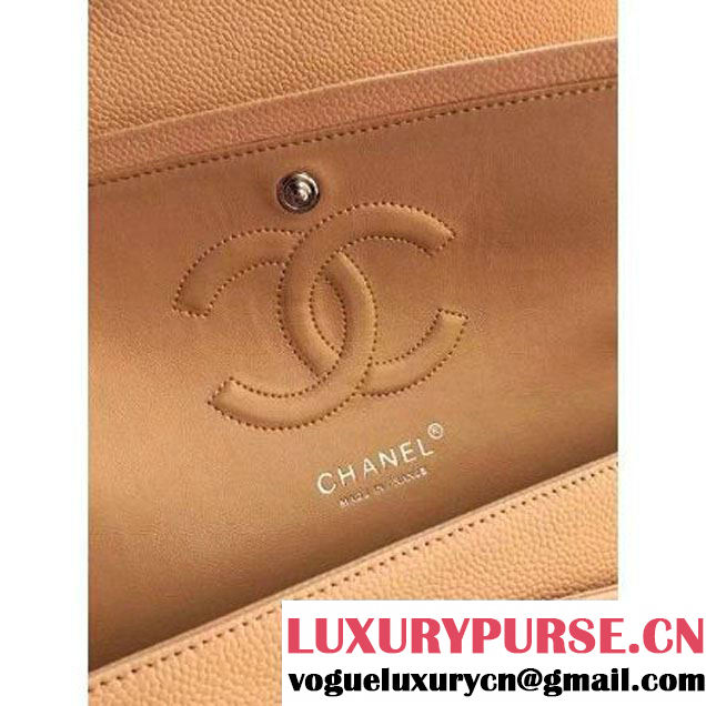 Chanel Medium A1112 Caviar Classic Double Flap Bag Apricot(SHW) (H-122249 )