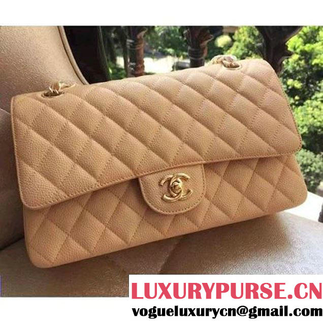 Chanel Medium A1112 Caviar Classic Double Flap Bag Apricot(GHW) (H-122250 )