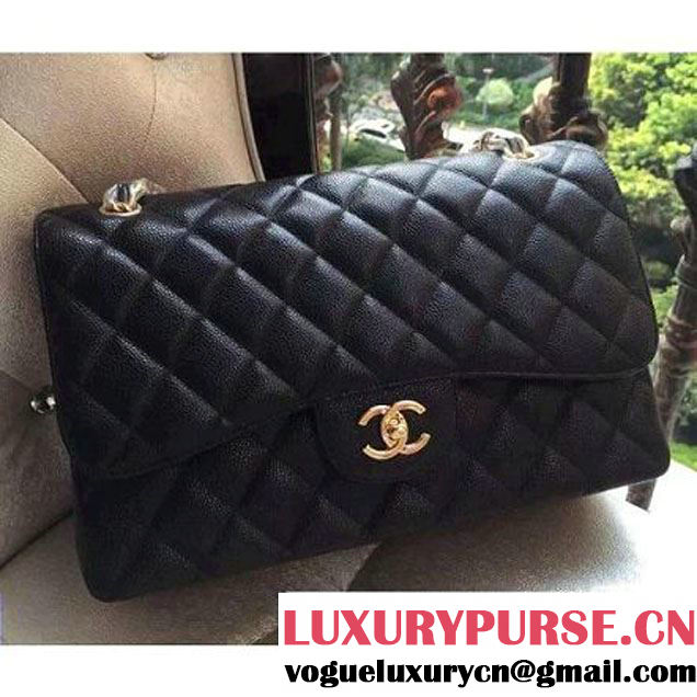 Chanel Jumbo 1113 Caviar Leather Classic Double Flap Bag Black(GHW) (H-122243 )